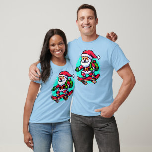 Camiseta Skateboarding Santa - Diseño artístico de Fun Pixe