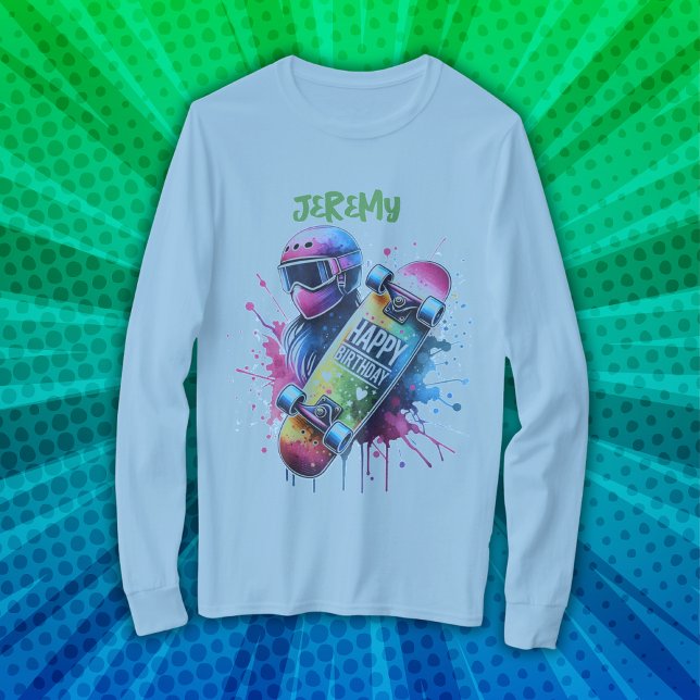Camiseta Skateboarding Skater Happy Birday Monograma | (Subido por el creador)