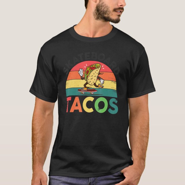 Camiseta Skateboarding Tacos   Cute Taco Skater (Anverso)