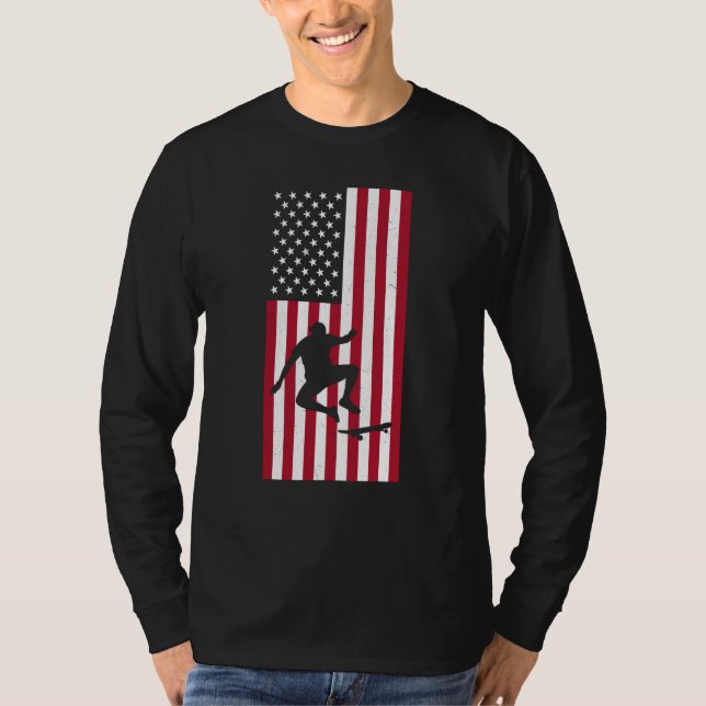 Camiseta Skateboarding Vintage American Flag Skateboarding (Anverso)