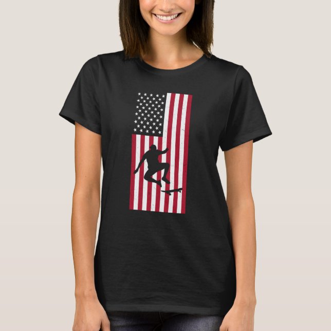 Camiseta Skateboarding Vintage American Flag Skateboarding (Anverso)