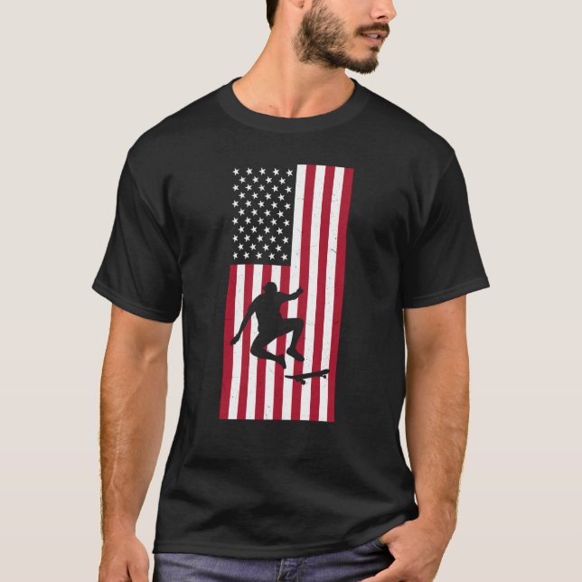 Camiseta Skateboarding Vintage American Flag Skateboarding (Anverso)