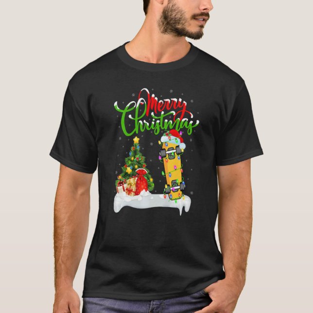 Camiseta Skateboarding  Xmas Decorations Skateboarding Chri (Anverso)