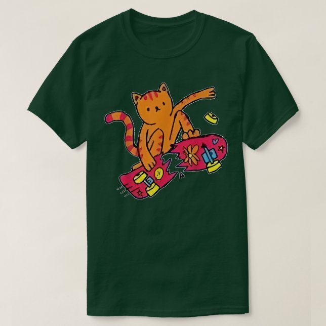 Camiseta Skater Cat Skateboard Funny Skateboarding C (Diseño del anverso)