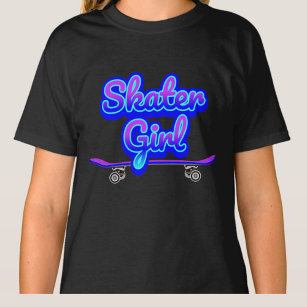 Camiseta Skater Chica Blue Mauve Graffiti Glow Skateboard T