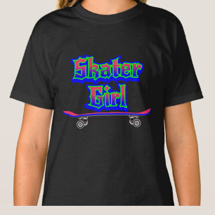 Camiseta Skater Chica Graffiti Rosa Azul Glow Skateboard