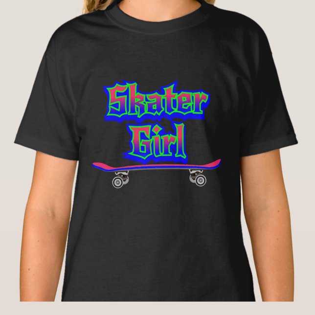Camiseta Skater Chica Graffiti Rosa Azul Glow Skateboard (Subido por el creador)