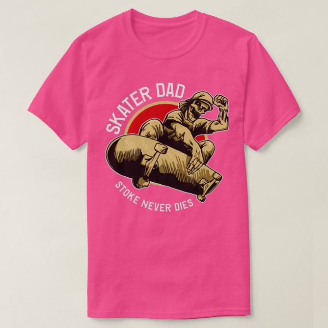 Camiseta Skater Dad Stoke Never Dies Skeleton Air (Diseño del anverso)