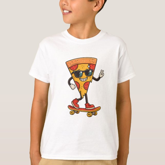 Camiseta Skater de Pizza Cool (Anverso)