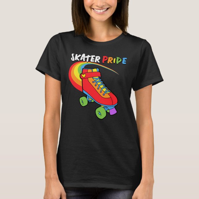 Camiseta Skater Personalizado Arcoiris Roller Skate Orgullo (Anverso)