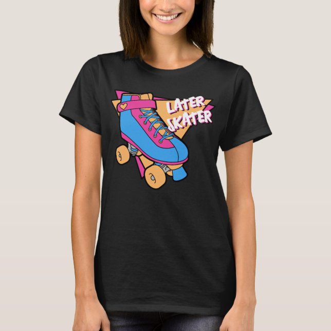 Camiseta Skater Pink Blue 80 Personalizado Roller Skate (Anverso)