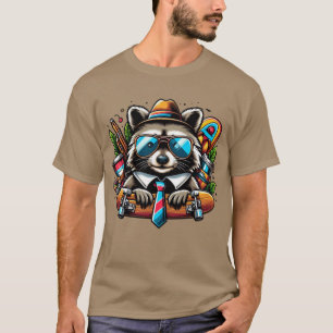 Camiseta Skater Raccoon Guay Animal con mochila y piel