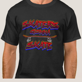 Camiseta Skaters Gonna Skateboard Graffiti Rojo Azul