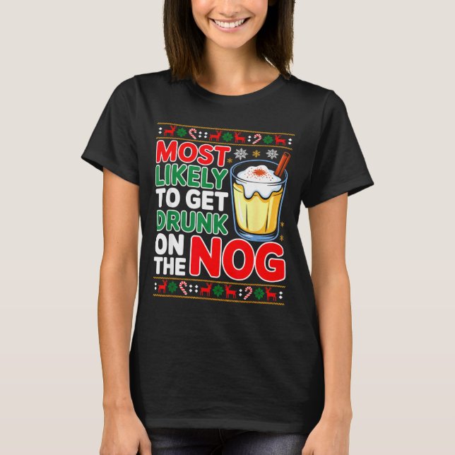 Camiseta Sked Eggnog Most Likely To Get Drunk On The Nog Ch (Anverso)