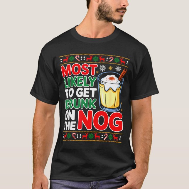 Camiseta Sked Eggnog Most Likely To Get Drunk On The Nog Ch (Anverso)