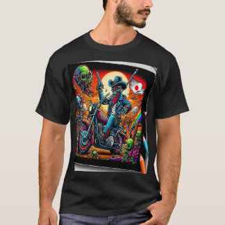 Camiseta Skeletal Knight on Bike in Zombie Apocalypse