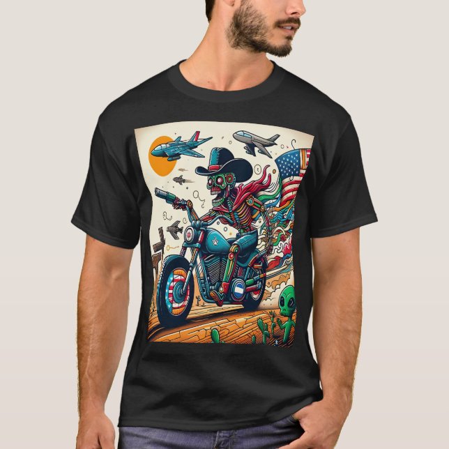 Camiseta Skeletal Rider on an Apocalyptic Journey (Anverso)