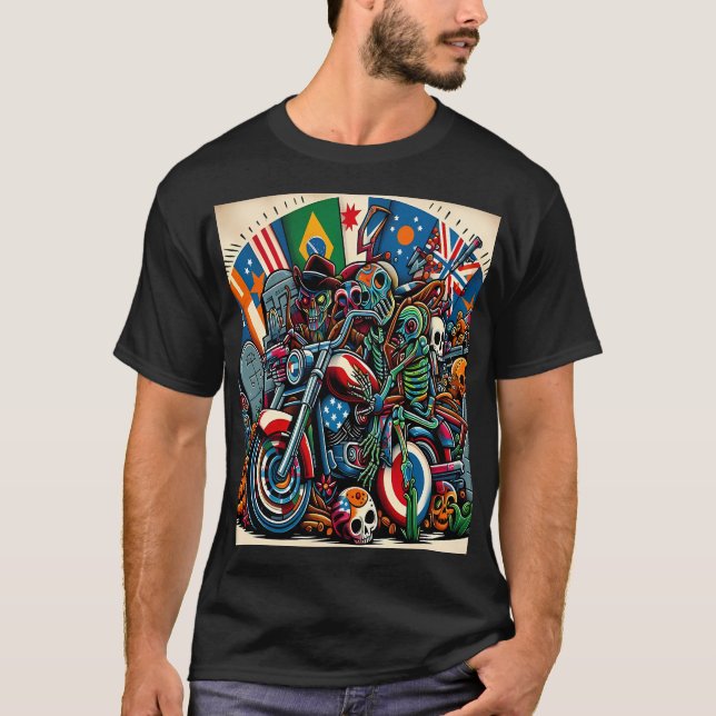 Camiseta Skeletal Riders on an International Journey (Anverso)