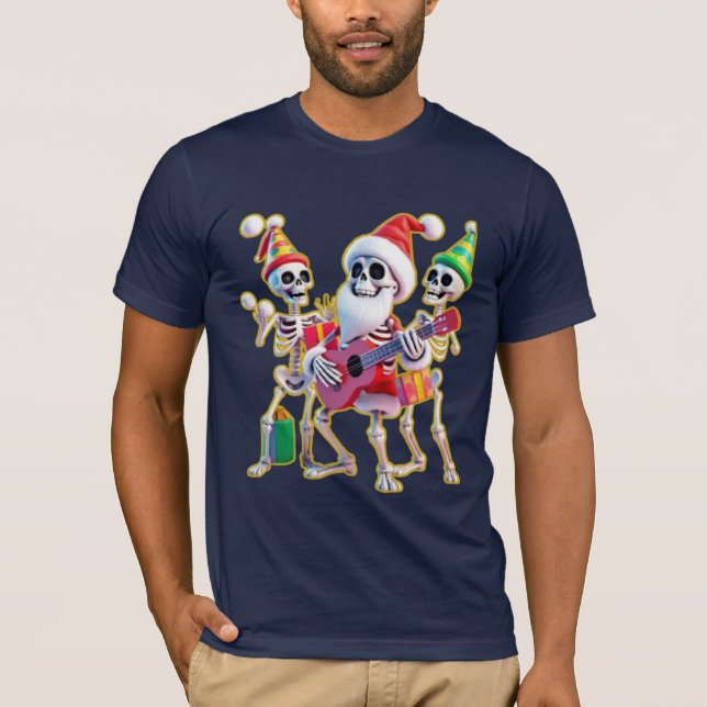 Camiseta **Skeleton 3D Christm Santa Party – Funnyas Skelet (Anverso)