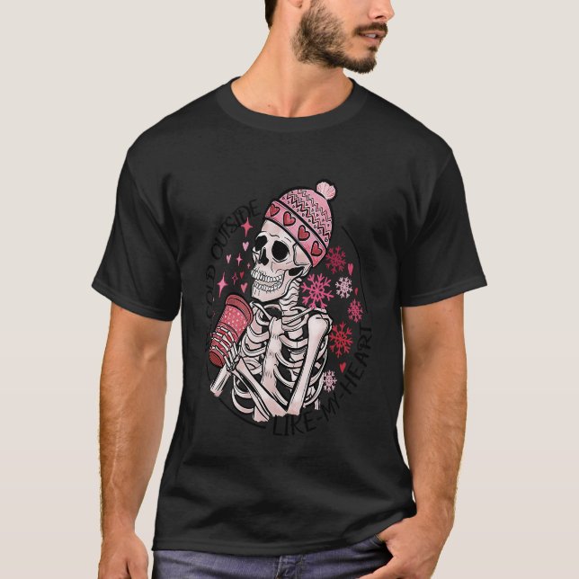 Camiseta Skeleton Anti Día de San Valentín con café (Anverso)