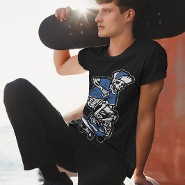 Camiseta Skeleton Azul Skateboard Guay Gráfico masculino