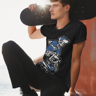 Camiseta Skeleton Azul Skateboard Guay Gráfico masculino