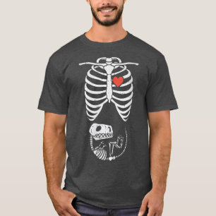 Camiseta Skeleton Baby Dino TRe Halloween Pregnancy Announc