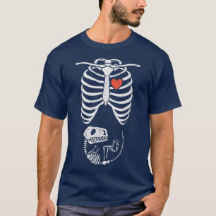 Camiseta Skeleton Baby Dino TRe Halloween Pregnancy Announc