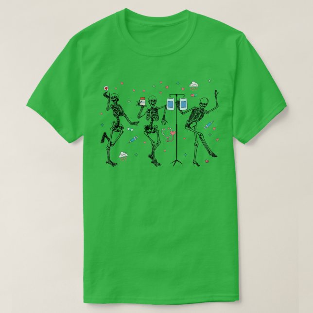 Camiseta Skeleton bailando divertido Enfermera de San Valen (Diseño del anverso)