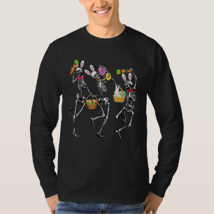 Camiseta Skeleton bailarín sostiene un feliz día de Pascua