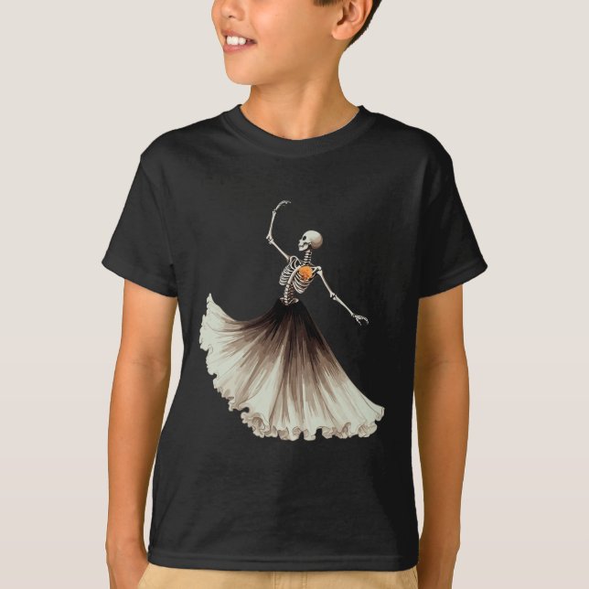 Camiseta Skeleton Ballerina Ballet Dance Halloween Mujeres  (Anverso)