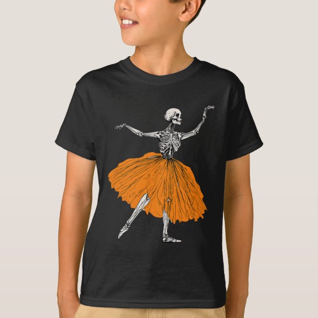 Camiseta Skeleton Ballerina Dance Tutu Spookone Ballet Bail (Anverso)