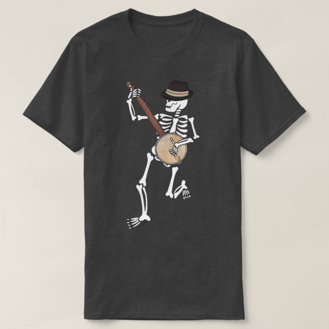 Camiseta Skeleton Banjo Bluegrass Halloween Folk Music Love (Diseño del anverso)