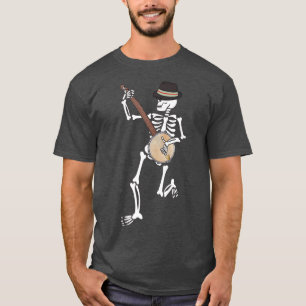 Camiseta Skeleton Banjo Bluegrass Halloween Folk Music Love