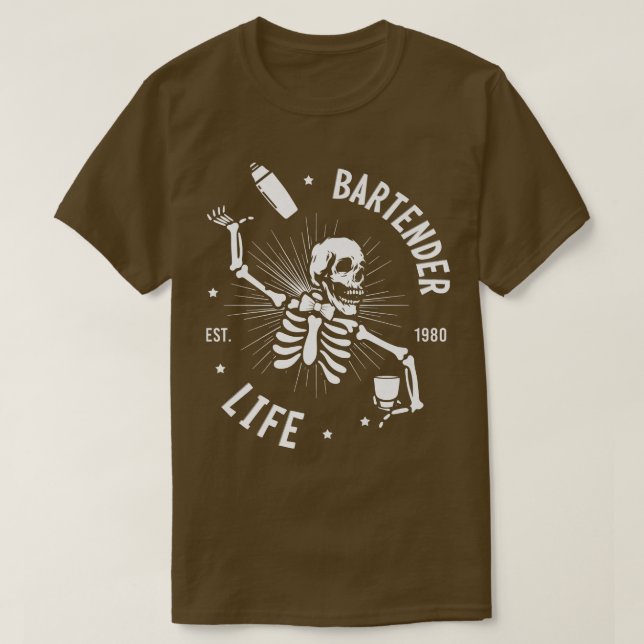 Camiseta Skeleton Bartender Life  (Diseño del anverso)