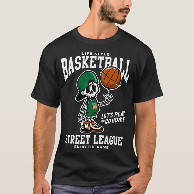 Camiseta Skeleton Basketball Street League Mens T-Shirt (Anverso)