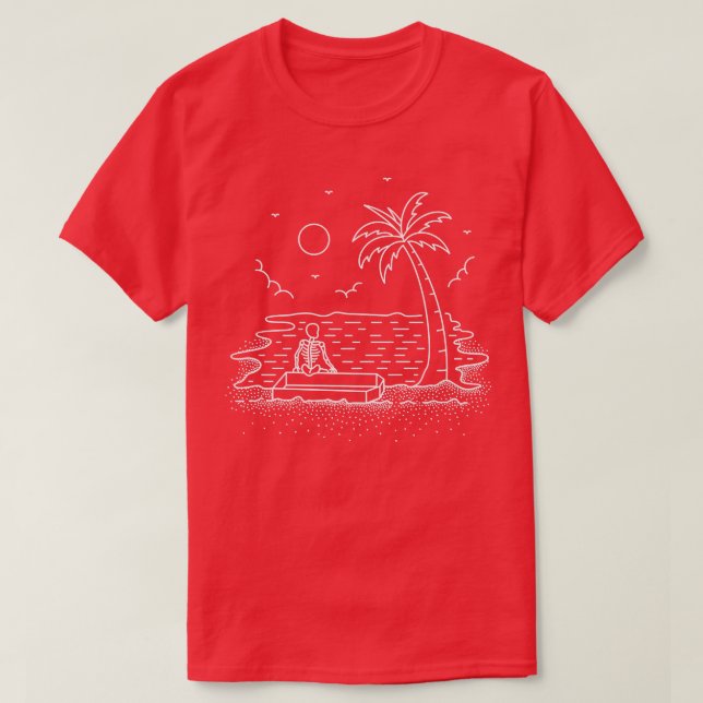 Camiseta Skeleton Beach Chill Summer Nature Line Art  (Diseño del anverso)