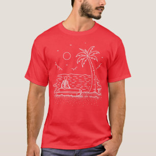 Camiseta Skeleton Beach Chill Summer Nature Line Art 