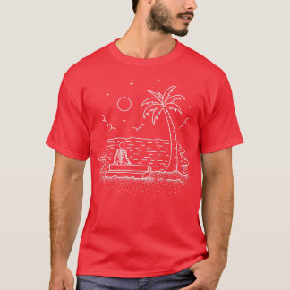 Camiseta Skeleton Beach Chill Summer Nature Line Art 