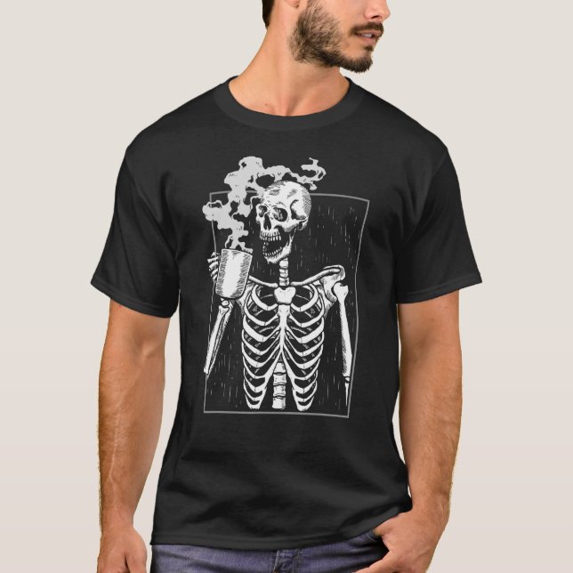 Camiseta Skeleton Beber café Caffeine Café Brewer (Anverso)
