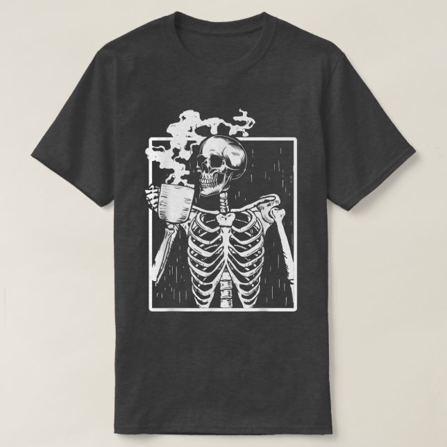 Camiseta Skeleton Beber café divertido Grunge Estética Ha (Diseño del anverso)