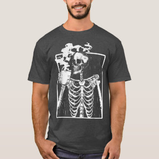 Camiseta Skeleton Beber café divertido Grunge Estética Ha