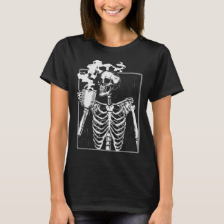 Camiseta Skeleton Beber café Gracioso Cráneo Hombres Hombre