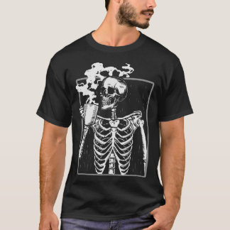 Camiseta Skeleton Beber café Gracioso Cráneo Hombres Hombre
