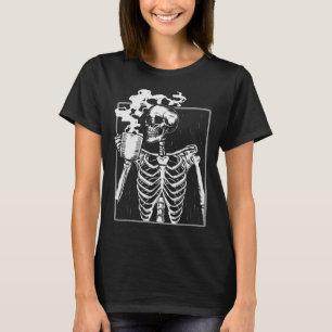 Camiseta Skeleton Beber café Hombres Fun Skull Hombres Muje
