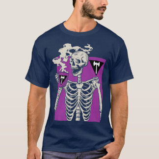 Camiseta Skeleton Beber café LGBTQ Orgullo Retro Lesbiano