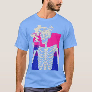 Camiseta Skeleton Beber café LGBTQ Retro Orgullo Biseual