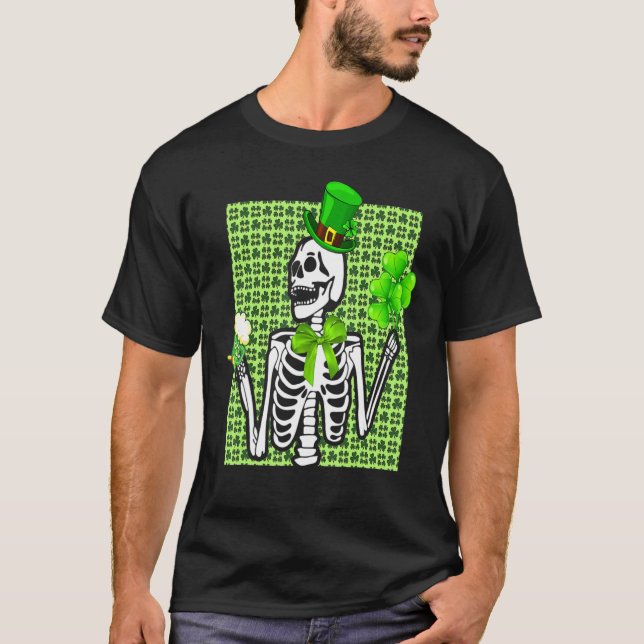 Camiseta Skeleton Beer Green Beer St Patrick S Day Iris (Anverso)