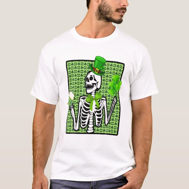 Camiseta Skeleton Beer Green Beer St Patricks Day Iris (Anverso)