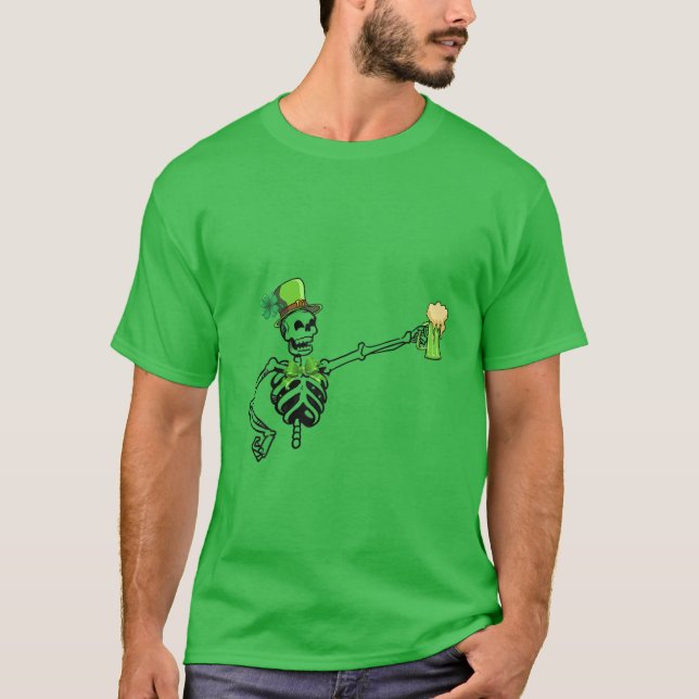 Camiseta Skeleton Beer Green Beer St Patricks Day Iris (Anverso)